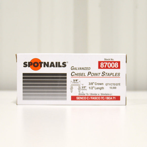Galvanized Chisel Point Staples- 3/8