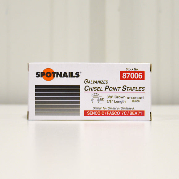 Galvanized Chisel Point Staples- 3/8