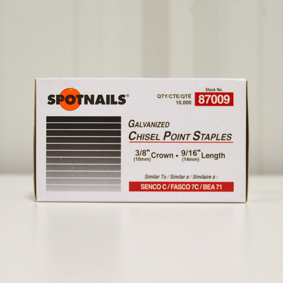 Galvanized Chisel Point Staples- 3/8